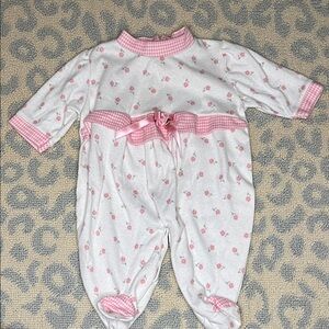 Vintage Pink and White Baby One Piece